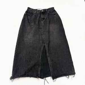 Petal + Pup Black Denim Front Slit Jean Cotton Skirt Size 2